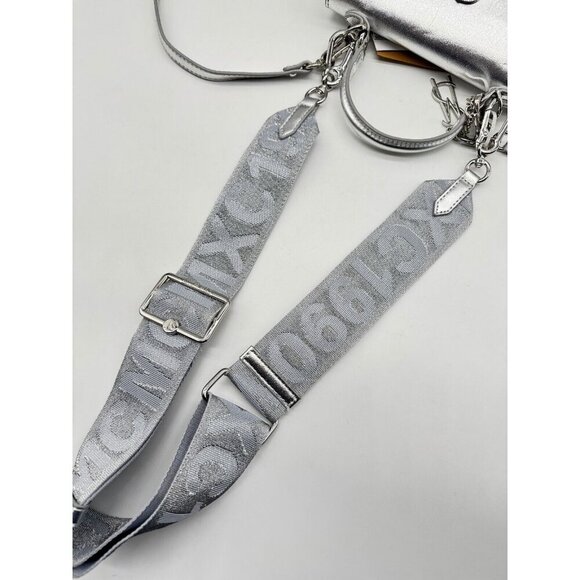 STEVE MADDEN Blattuca logo metallic top handle crossbody bag -Silver (Used) - Picture 5 of 14